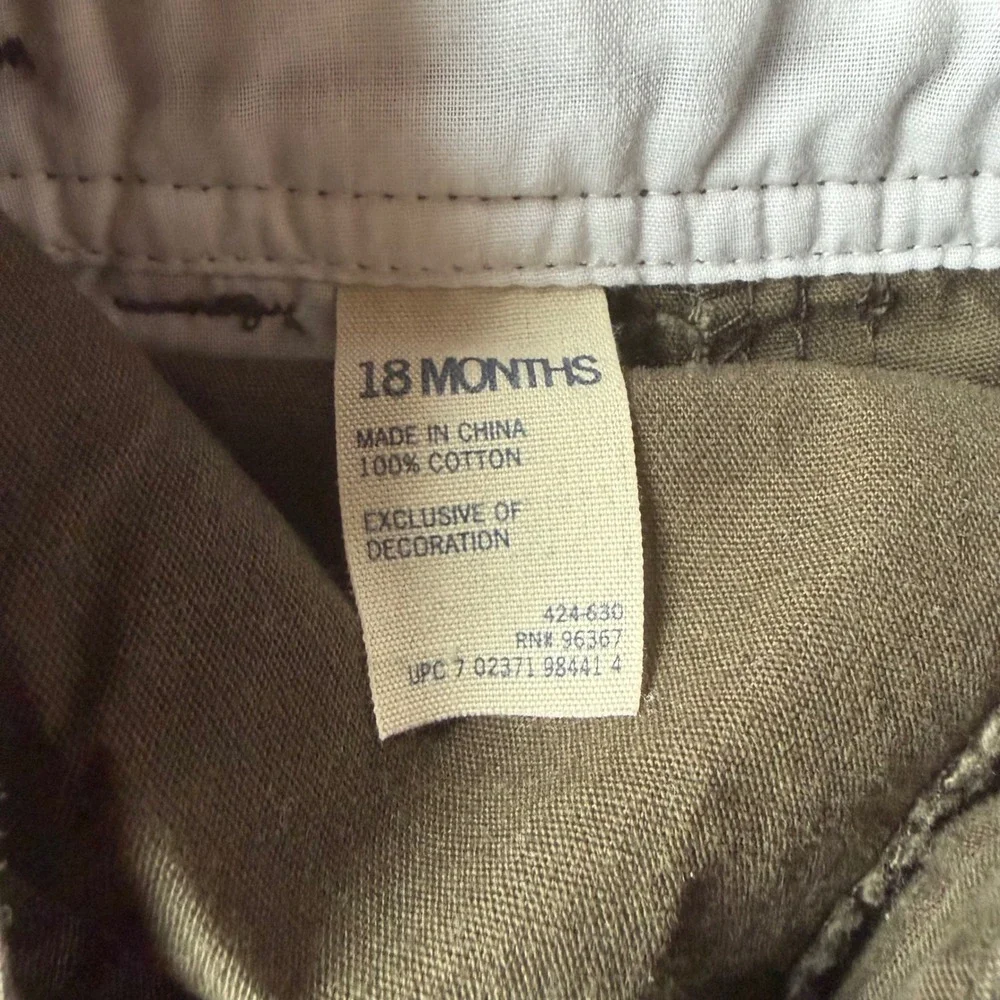OshKosh‎ Bgosh Boys Olive Green Awesome Crew Bulldozer Canvas Overalls 18 Months
